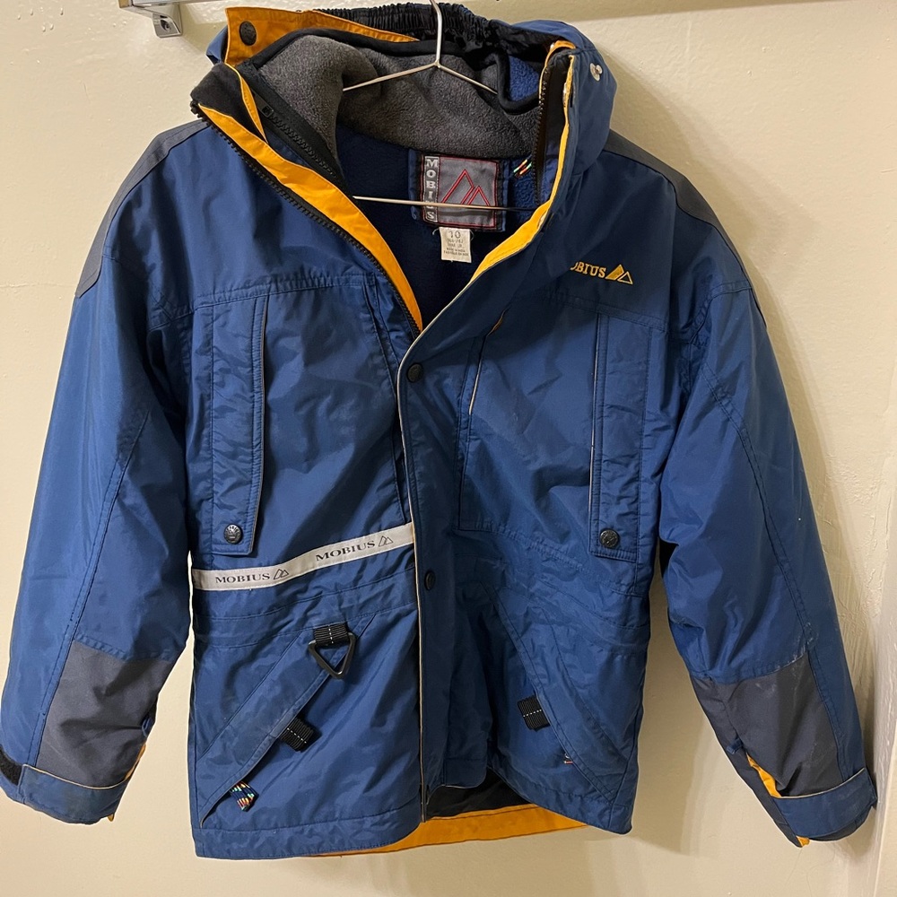 Navy Blue Raincoat with Hood and Reflective Strip
